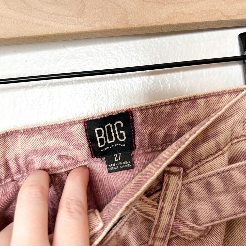 BDG Urban Outfitters Paperbag Cora Belted High Waist Shorts Pink Acid Wash 27 - Picture 6 of 10
